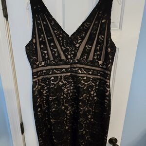 Xscape Black and Cream Lace Dress